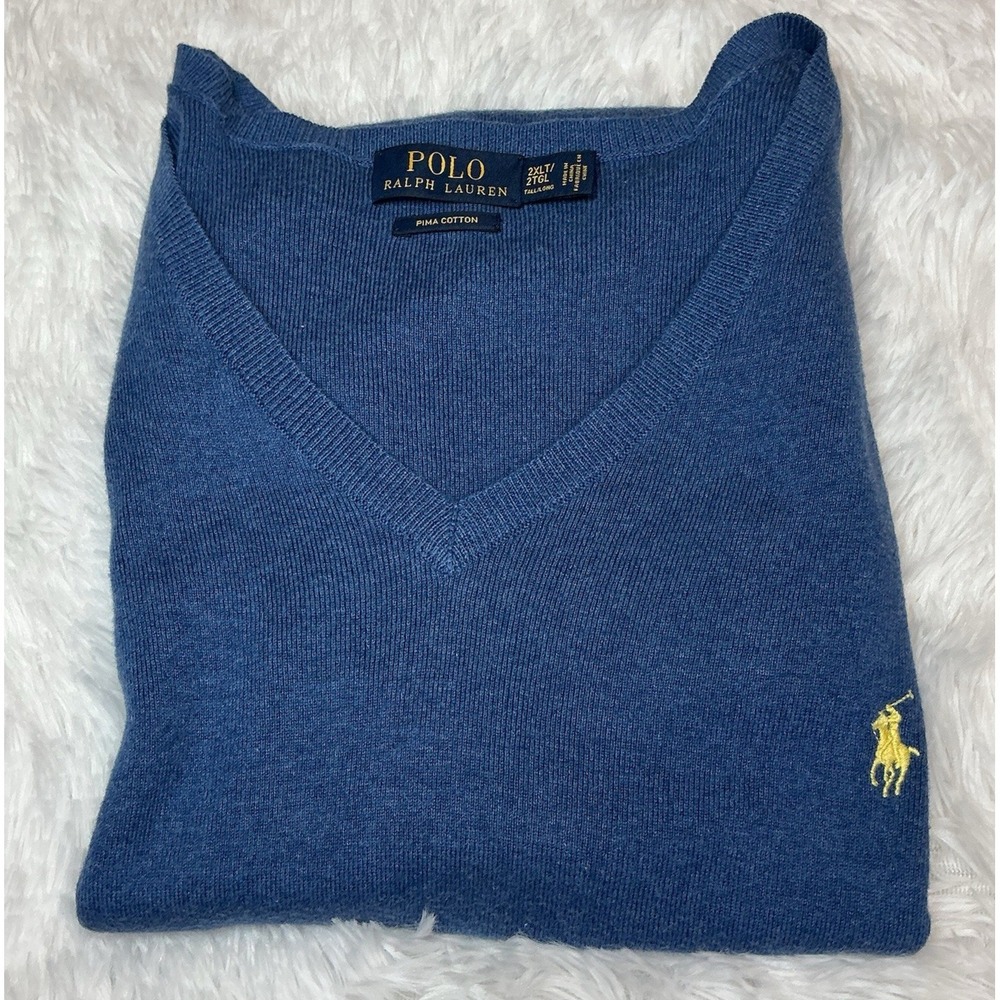 Polo Ralph Lauren Men's 3xl Tall 100% Prima Cotton blue Sweater Vest